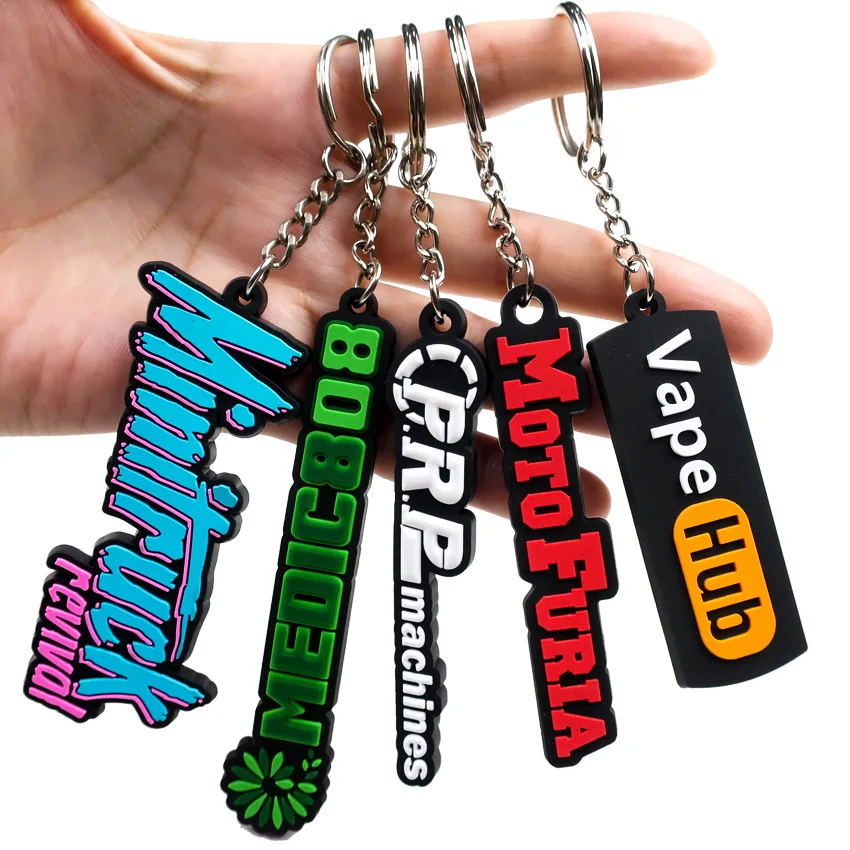 XP-Promos Personalized promotional soft pvc logo 2D rubber gift key chain custom logo letter keychain