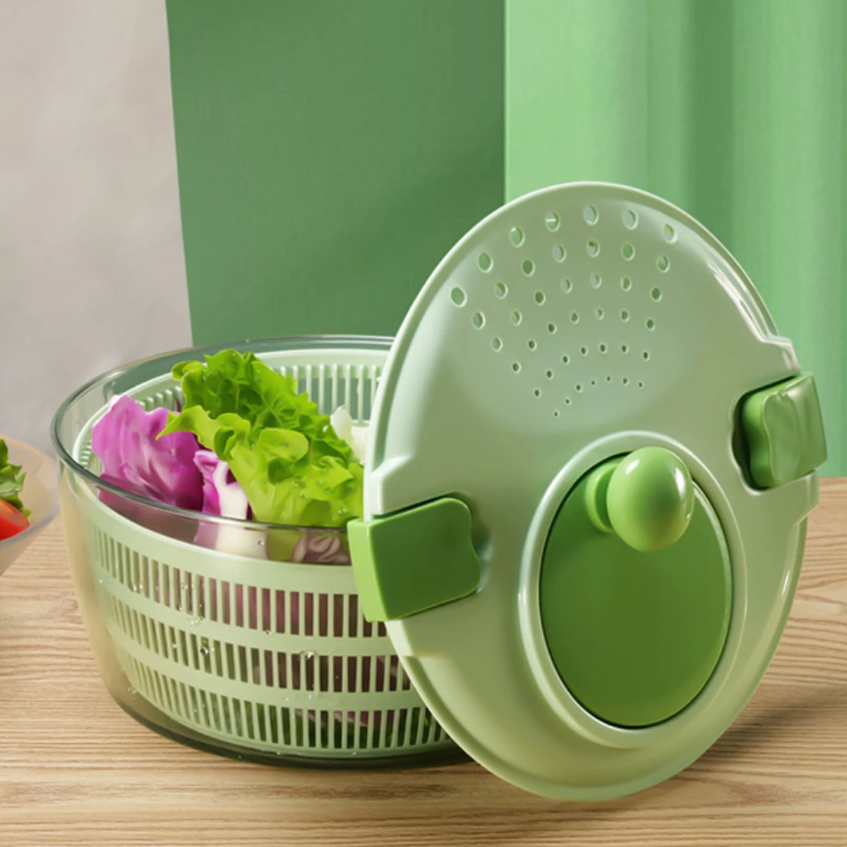 Topwill Hot Selling Household Manual Plastic fruit Mixer Salad Dryer Kitchen Salad Tool PP+PS Vegetable Spinner