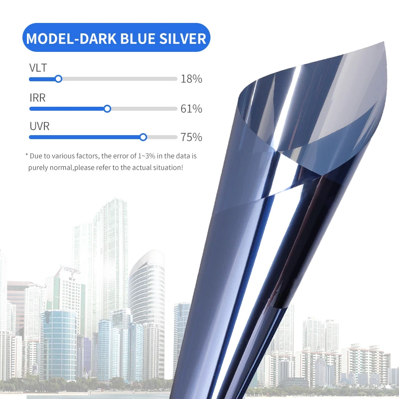 Dark Blue Silver Decorative Stained Glass Window Film for Home  3 Window M Tint Film Roll