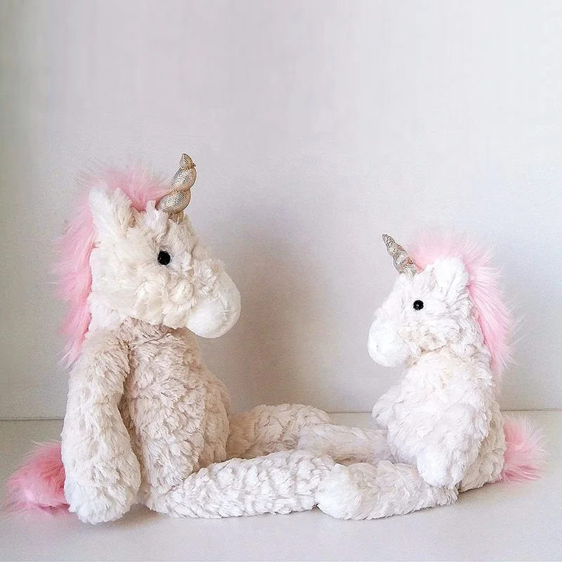 
2020 New arrival white horse with horns soft unicorn stuffed baby plush toys 