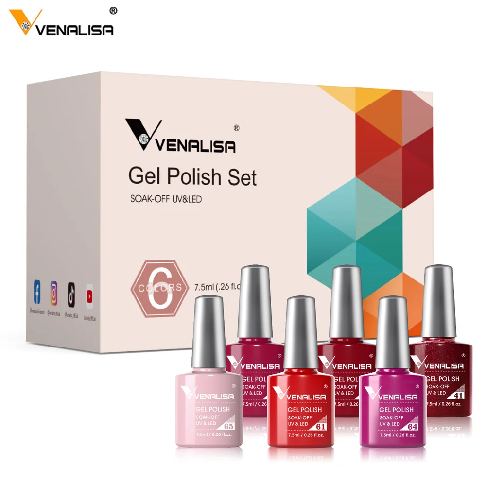 New Venalisa 6 Colors  Nail Salon  UV Nail Gel Polish Kit Hot Sale Set