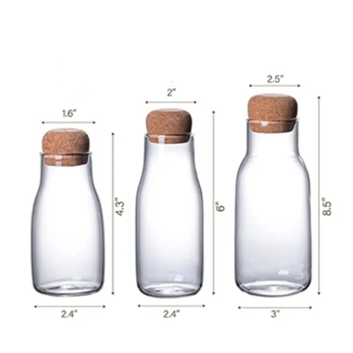 600ML Small Glass Food Storage Bottle with Cork Lid