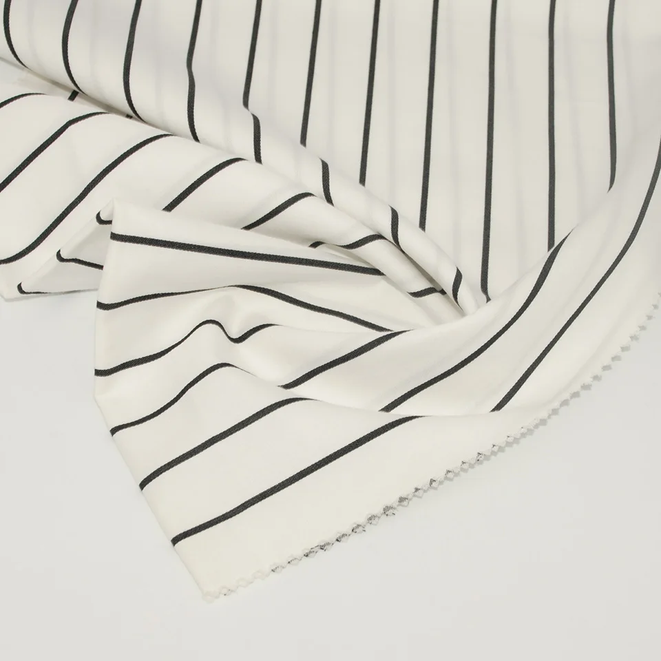 Black white 60s high density 4/1 twill woven textile custom 100% poplin stripe cotton fabric for blouse