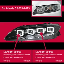 AKD Car Model For Mazda 6 Mazda6 2004-2013 LED Headlight DRL Fog Lamp Turn Signal Light Low & High Beam Projector 4 Lens