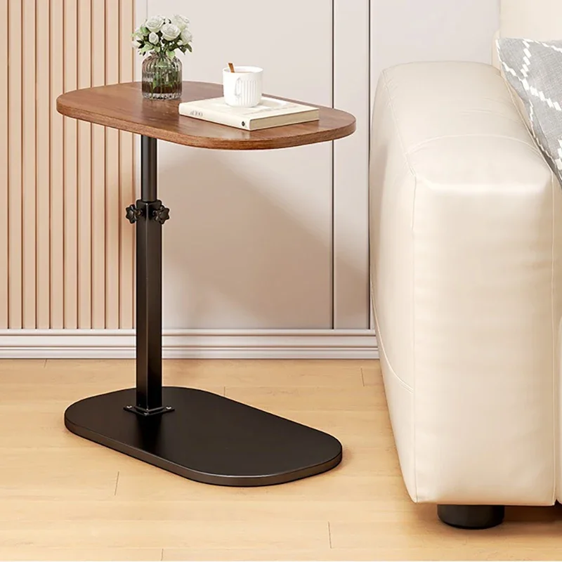 C Shaped End Table, Small Couch Side Table, Sturdy Slide Under Sofa Table with Metal Frame for Living Room & Bedroom