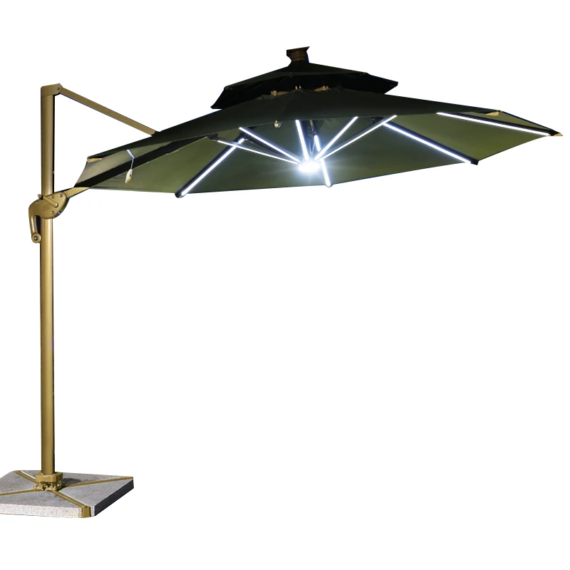 Wesunny Garden Parasol Aluminum Big Solar Led Light Cantilever Commercial Luxury Outdoor Sun Umbrella