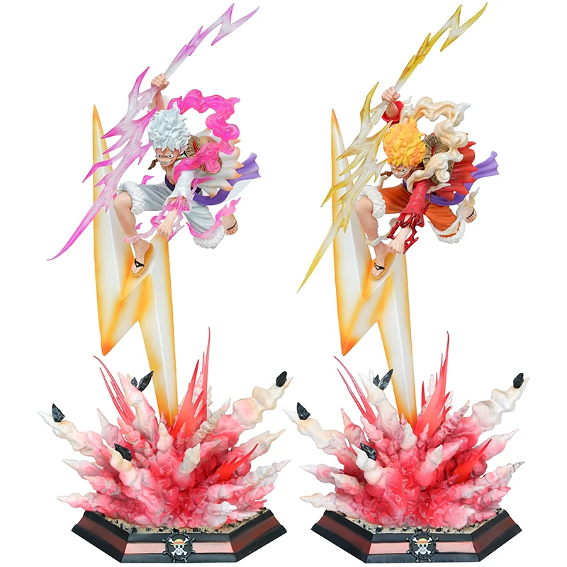46cm Anime Figure One Pieces Action Figure Lightning Luffy Nika Man Gear Five Action Figures With Emit Light