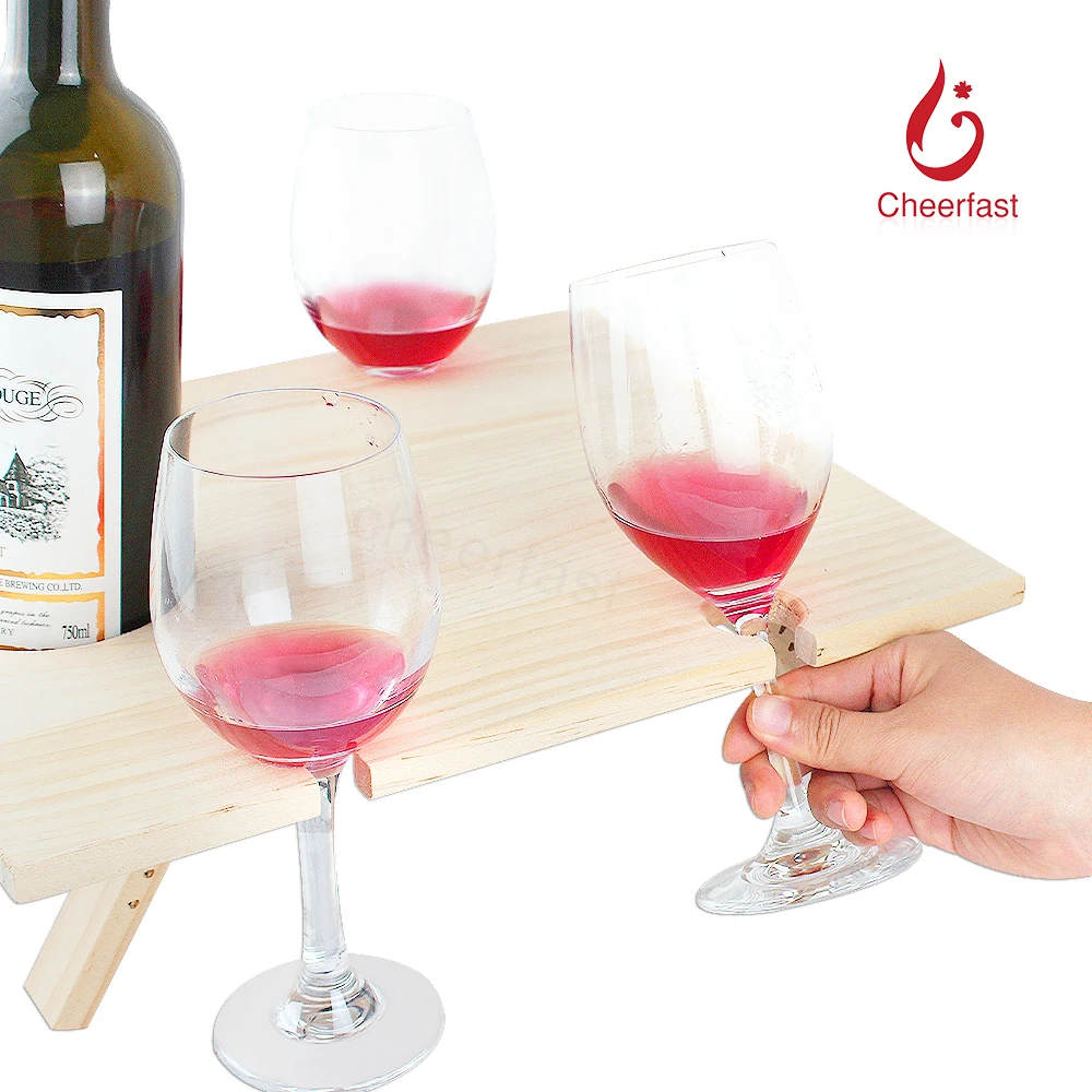 High Quality Wine Tray Folding Wooden Picnic Table Folding Picnic Table 2 In 1 Folding Picnic Table With 4 Wine Glass Holder