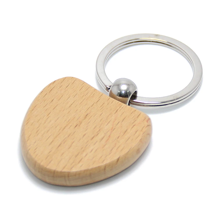 Romantic Heart Shape Wooden Key Ring Holder Promotion Gifts Cute Wedding Souvenirs Blank Wood Key Tag Wholesale Key Chain Wood
