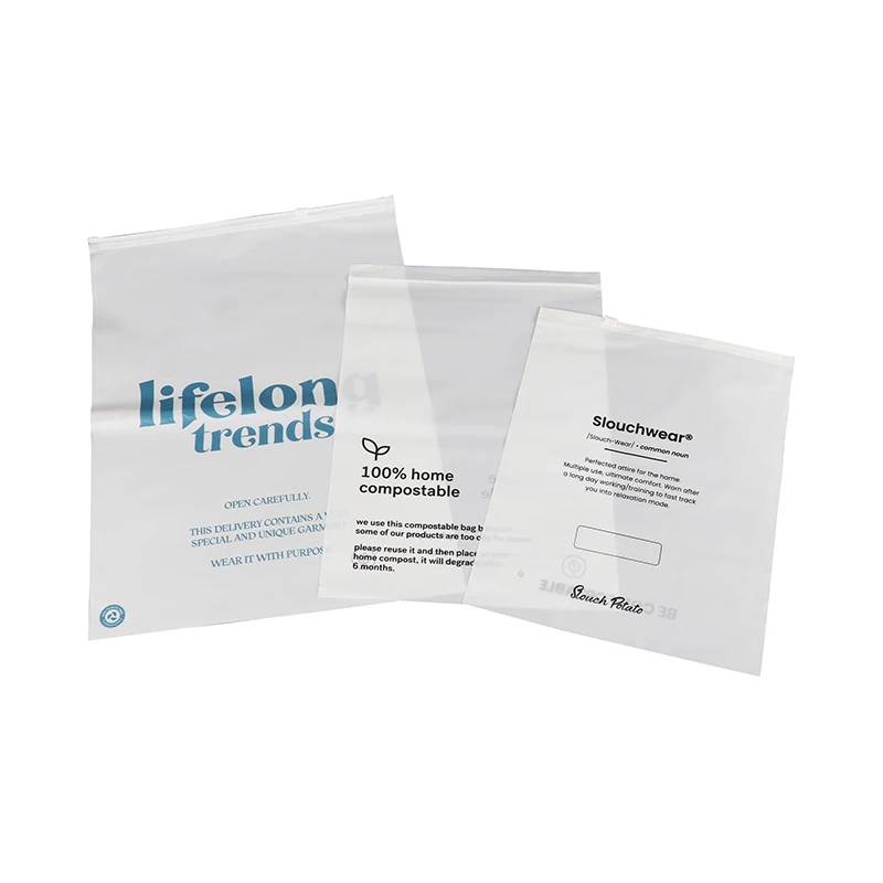 XCGS Wholesale Custom Size 100% Biodegradable PBAT Zipper Bags For Clothing Packaging