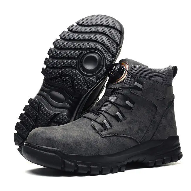 Custom LOGO steel toe shoes heavy duty construction microfiber leather safety boots anti slip martin work boots