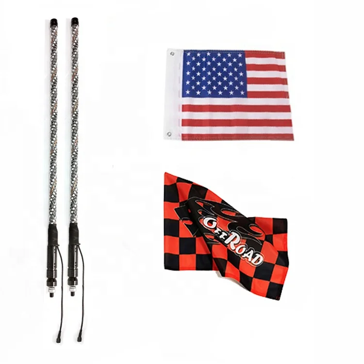 6FT Led Antenna Whip App Remote Control Lighting up atv Flag Chasing color Whip Lights for Trucks ATV UTV Off Road Snowmobile