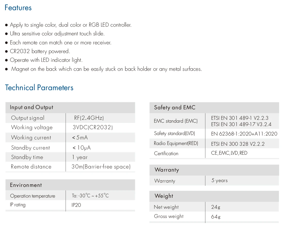 R13 LED Remote Controller