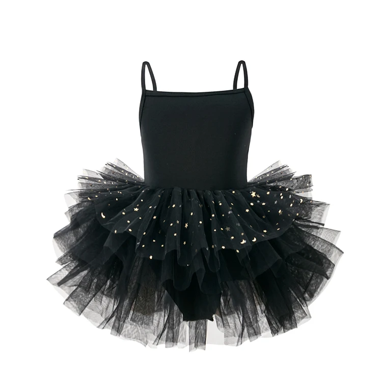 Kids girl black Ballet Dress  Ballerina Tulle Costume Sequins Mesh  Gymnastics Leotard Kids Dancewear