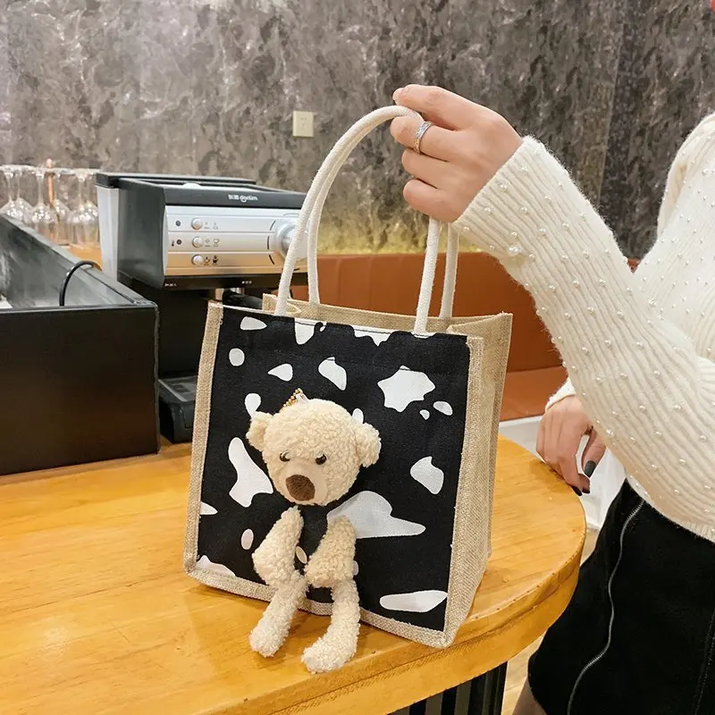 Wholesale mini tote canvas Teddy bear canvas purse