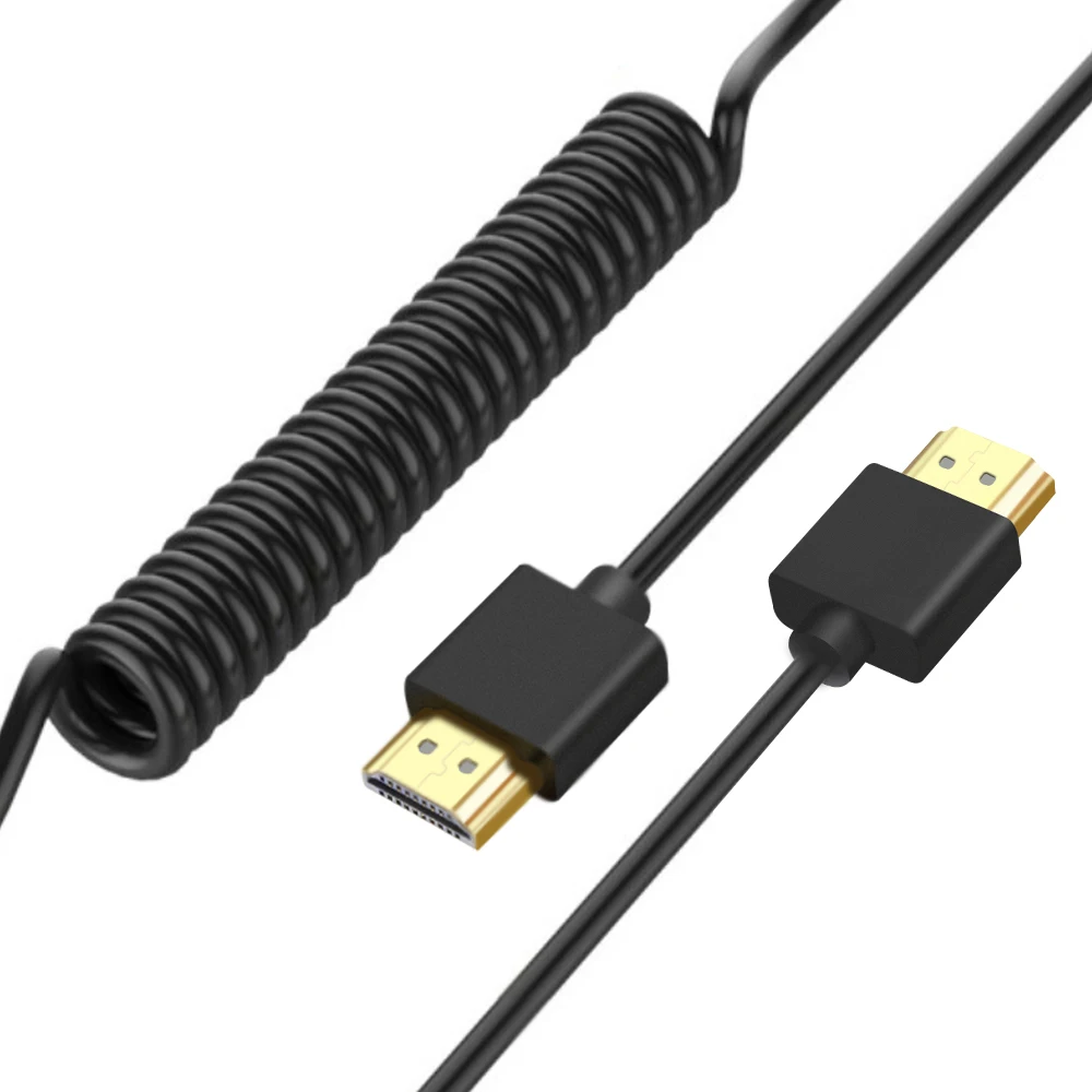 Doonjiey high quality 1080P  1m  1.8m HDTV Male to HDTV Male Cable Lead Cord Wire Spring coiled hdtv Cable