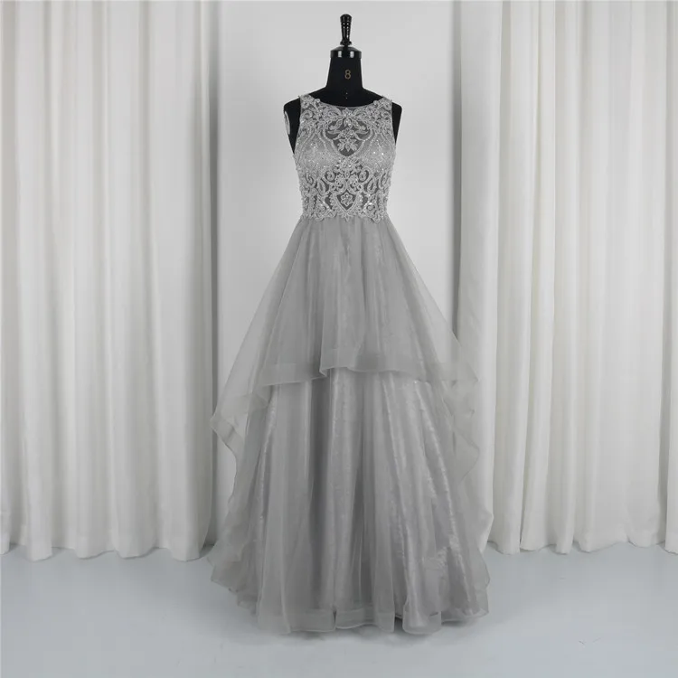 
New Arrival Ball Mesh Pleated Appliqueed Design Floor-Length Lace Gowns Elegant Evening Prom Gowns 