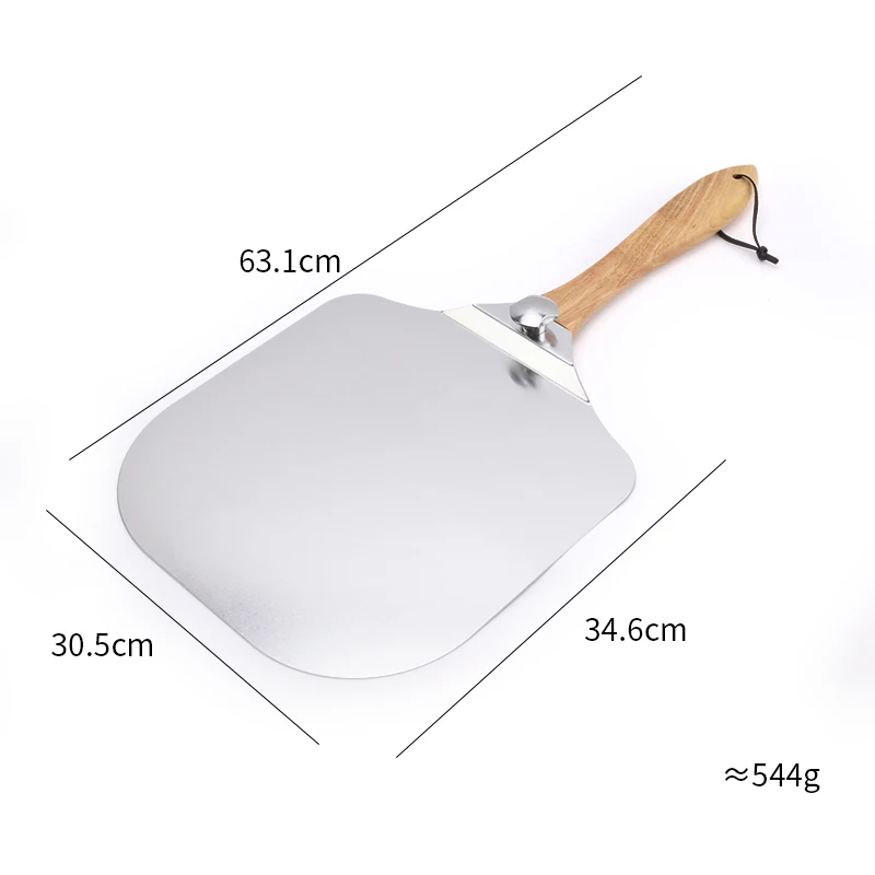 Custom Best Selling Kitchen Accessories 14*12 Inches Wooden Handle Pizza Shovel Stainless Steel Pizza Peel With Pizza Box