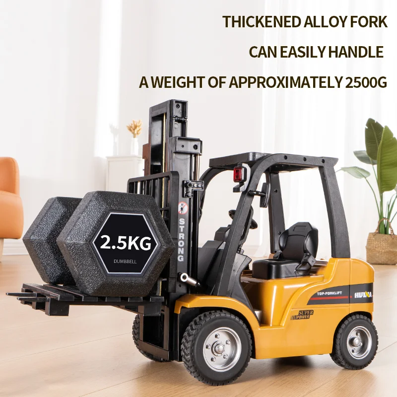 HUINA 1577H 2.4G 10CH 1/10 Simulation Remote Control Forklift Crane Engineering Construction Truck Toy With Sound and Light