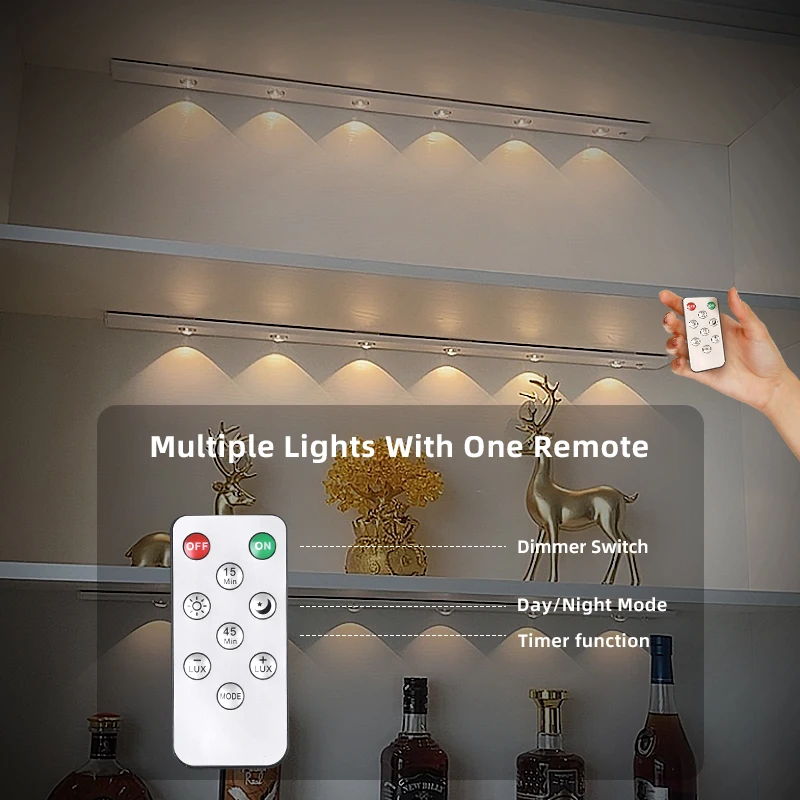 Black Aluminum USB LED Rechargeable Dimmable Operated Motion Sensor Under Counter Lights for Kitchen Stairs