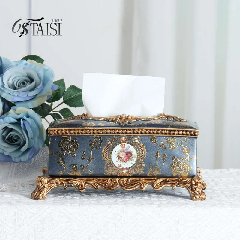 RS061 Antique resin napkins & tissue holder Arab resin craft sculpture tissue box French furniture antique