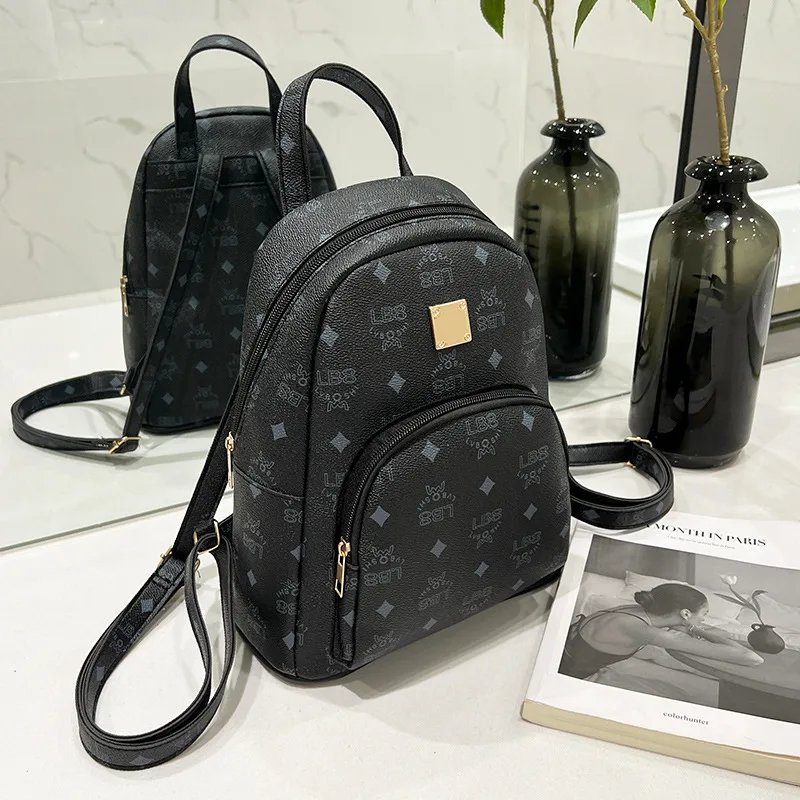 Women PU leather simple mini backpack for female designer backpacks famous brands with floral print
