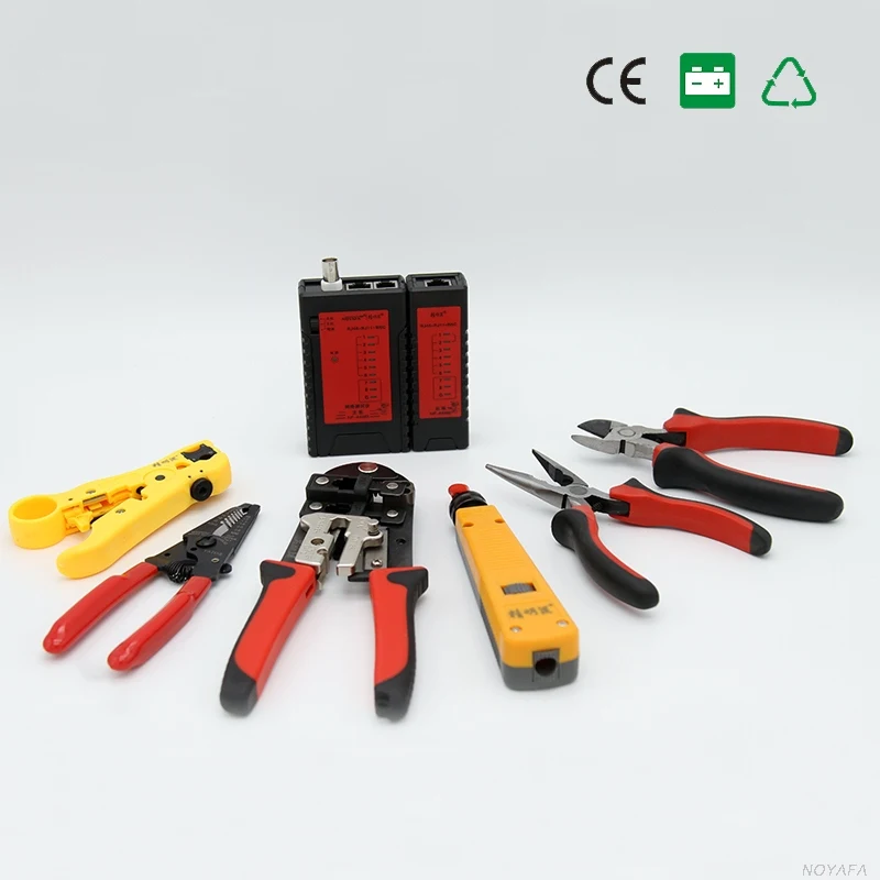 13 шт. сетевой проводки комплекты RJ45 RJ11 BNC Кабельный тестер непрерывности плоскогубцы Набор инструментов NF-1508
