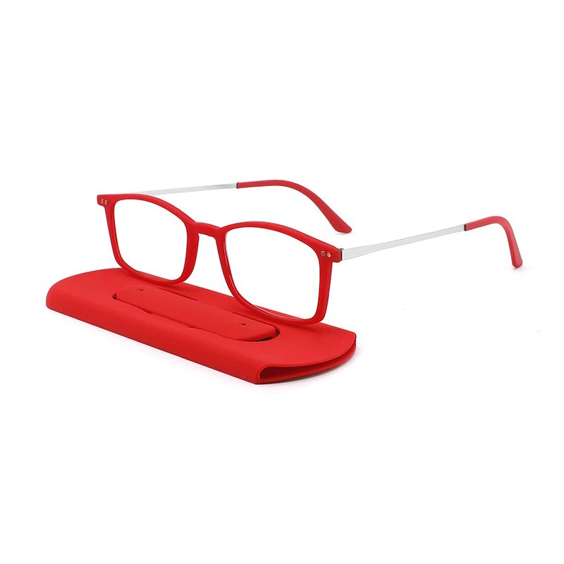 Eugenia 2022 Women Ultra-light Mobile Phone Holder Portable Anti-Blue Light PC Lens Red Frame Reading Glasses
