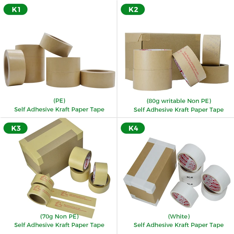 Free sample Custom Logo Strong Adhesive Paper Packing Seal writable craft Paper Tape that can be labeled