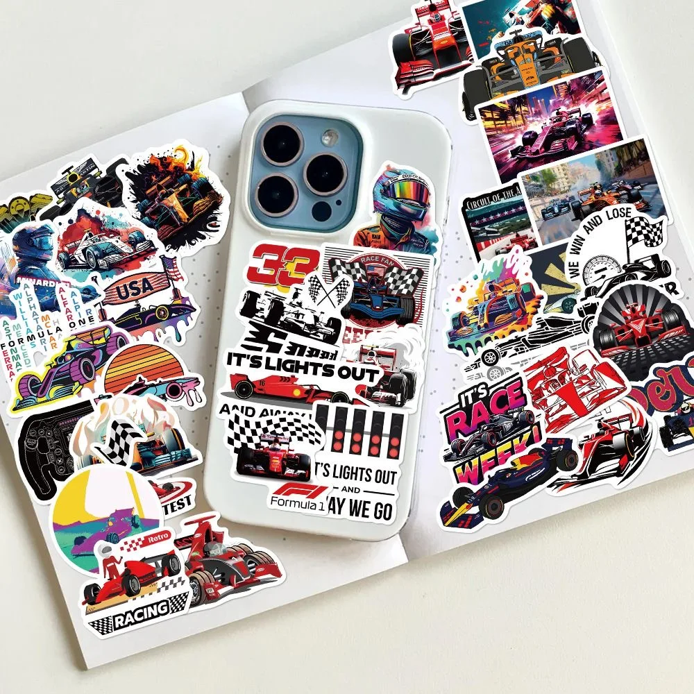 50pcs Formula One Cool Speed Racing Stickers for Decoration Motorcycle Car Laptop Bike Case Suitcase Water Bottle DIY Decals