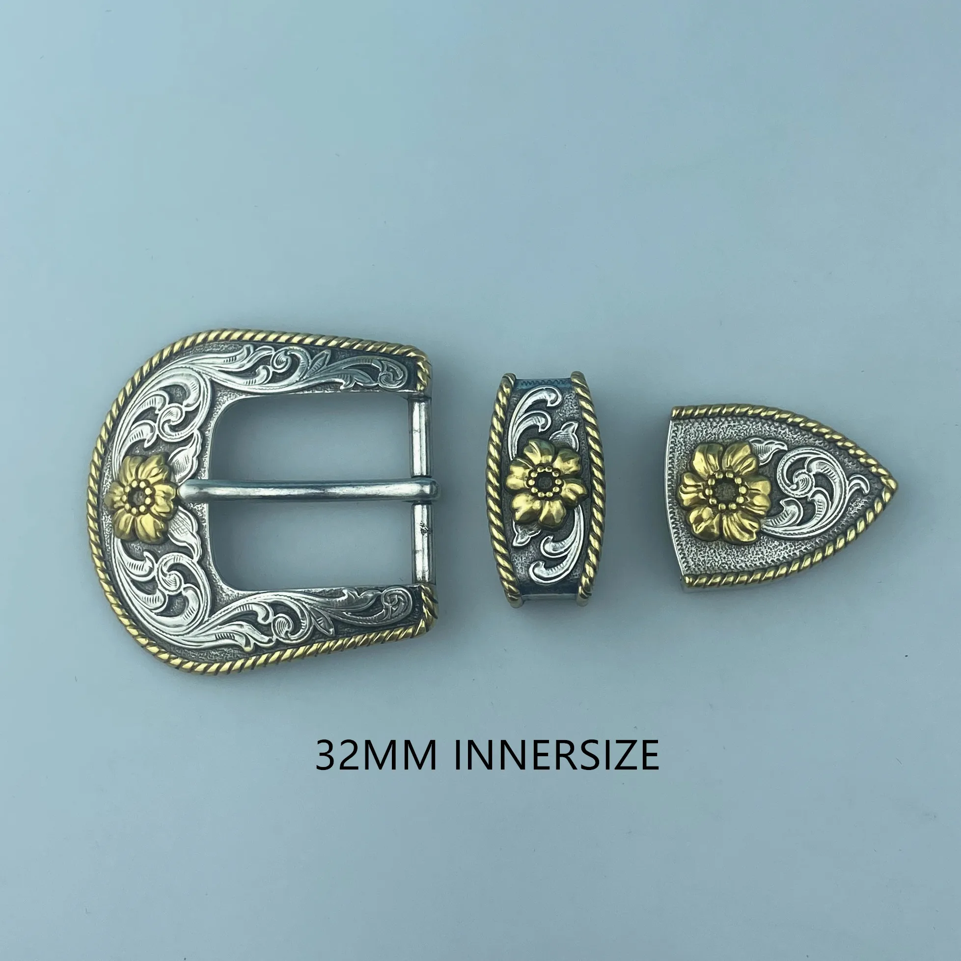 2023 Metal Cowboy Belt Buckle 32MM American Sheridan Karaqusa Style Belt Buckle Set