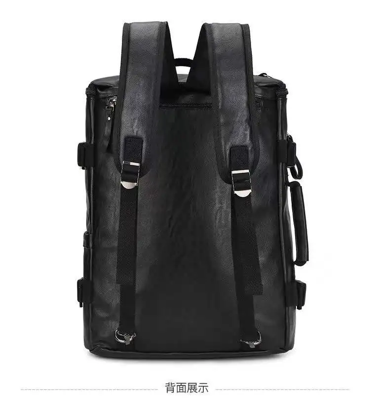 Factory fashionable luxury college pu leather backpack men outdoor laptop backpacks bags for men