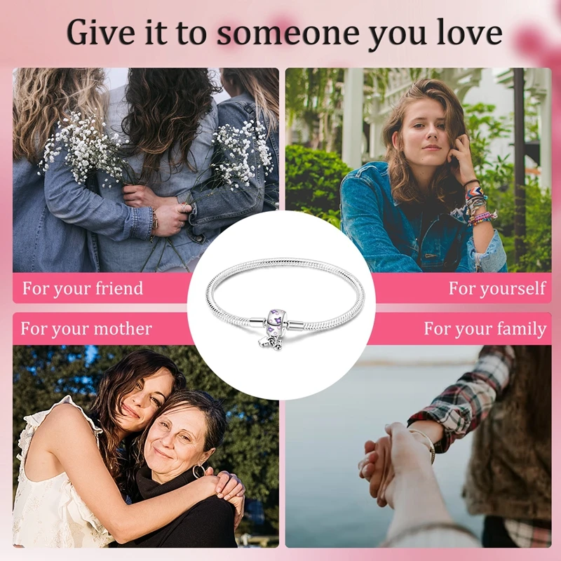 Custom Pulseiras Armband 925 Sterling Silver Snake Chain Bracelet Heart Beads Charms Bracelet For Pan Bracelet Thailand Bileklik