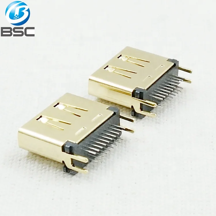 19P Straddle PCB Type A High Definition Multimedia Interface Connector for PCB 1.6mm Thickness with SPCC Shell Gold Plated