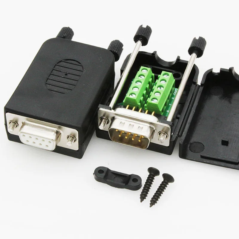 Serial port DB9 Solderless connectors RS232 RS485 9 Pin conversion terminal DB9 solderless male female terminal connectors