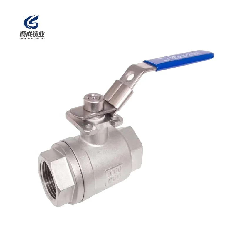 2pc Stainless steel Casting iron SS304/316 female threaded ISO 5211 direct mounting pad manual locking handle ball valve