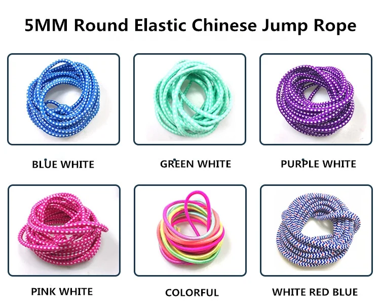 Chinese Jump Rope for Kids 8ft Adjustable Indoor Outdoor Elastic Fitness Game Knotted End