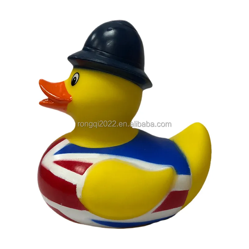 10CM England Rubber Duck Police With British Flag Union Jack Duck Souvenir