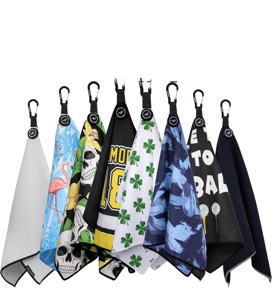 custom golf accessories magnetic towel golf microfiber waffle custom logo oem golf towel with magnet