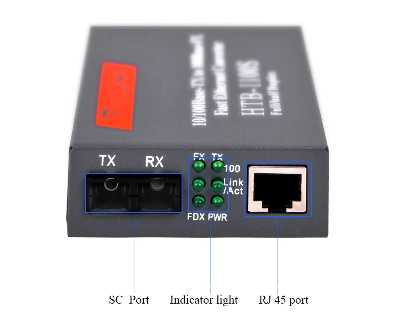 100Mbps Fiber Media Converter HTB-1100S SC Single mode Dual Fiber netlink media converter