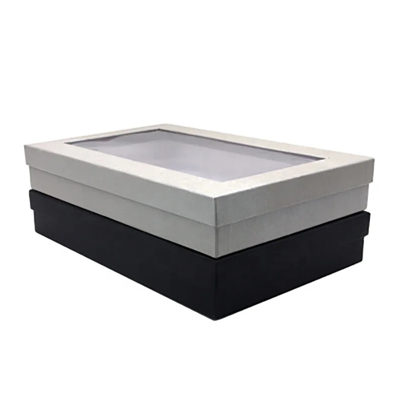 wholesale gift box for clothes shirts rectangle boxes for gift pack with window PVC rigid gift package box