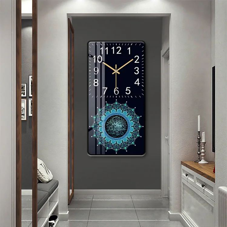 Wholesale price silent no ticking wall clock islamic crystal porcelain wall clock painting home decoration