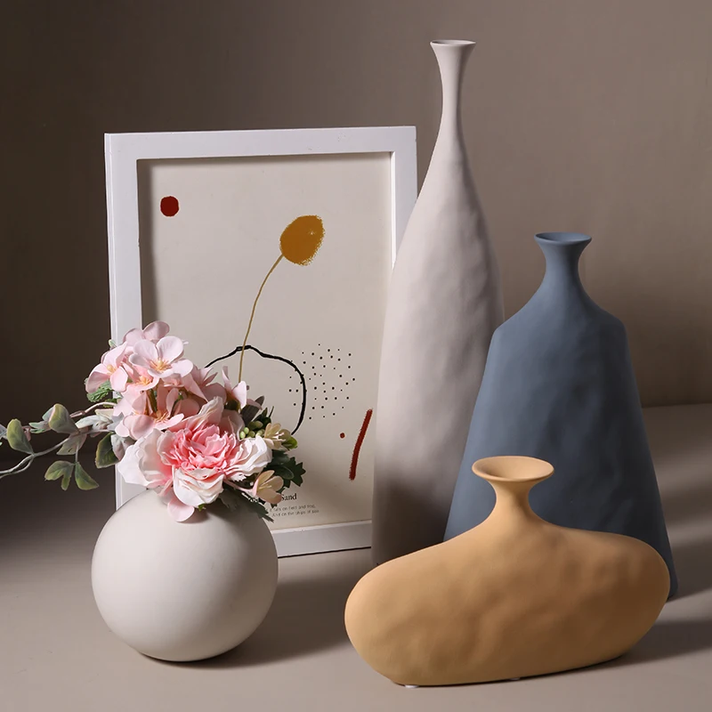 Nordic style minimalist home decoration blank art flower vase Chinese plain embryo ceramic vase