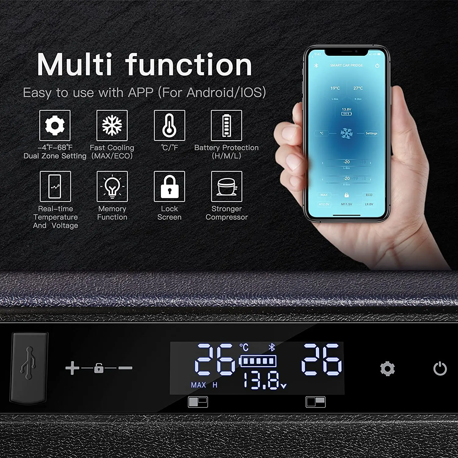 Portable Car Refrigerator Freezer 20 Quart 12 Volt Car Freezer Refrigerator 18L with 12/24V DC Portable Car Fridge Fit