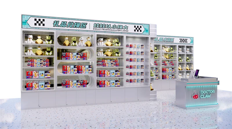 Gift exchange cabinet for video arcade center shelving Plush Toy Cabinet Display Counter Kids Toys Kiosk Design for gift store