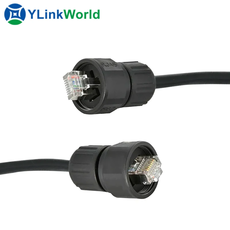 Industrial ethernet IP67 M12 to IP20 RJ45 cat.6a connection cable 8p8c flexible installation
