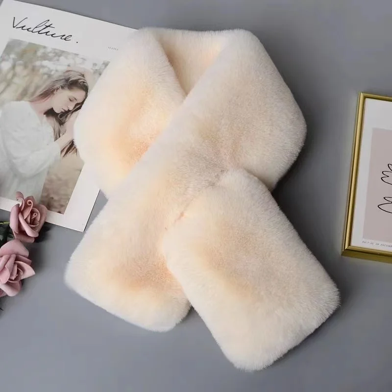Winter Women Stretched Faux Fur Warmer Fur Hair Winter Elastic Faux Rabbit Fur Scarf For Women