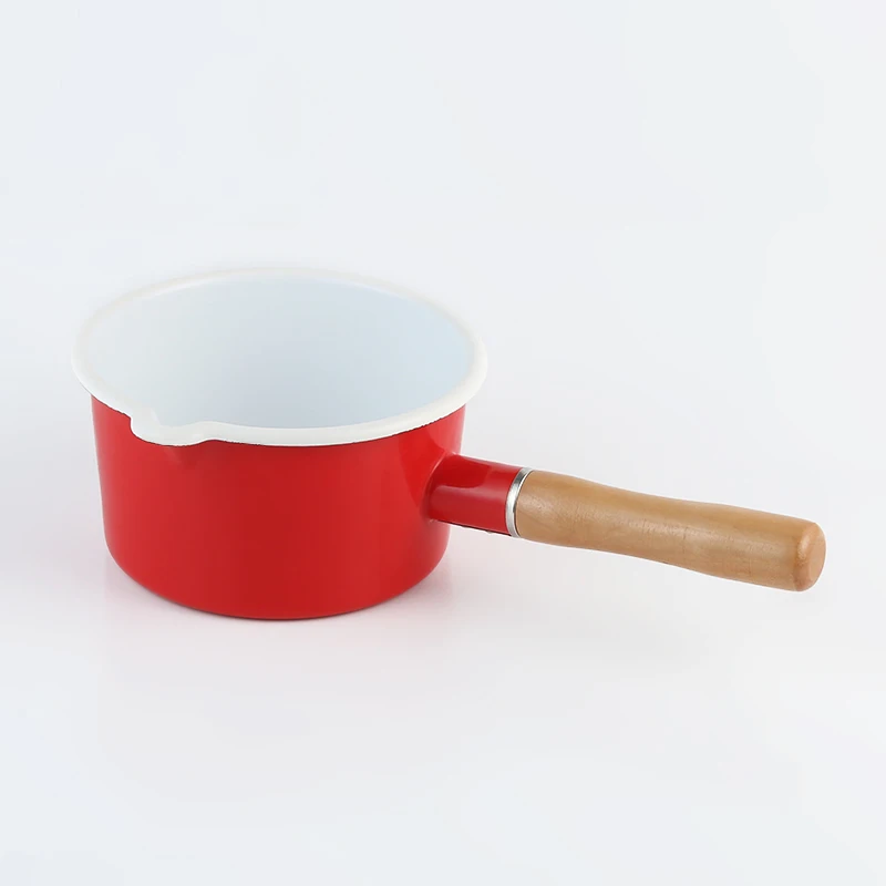 Hot sale enamel kitchen saucepans 17cm mini enamelware sauce pan non stick saucepan for hot milk