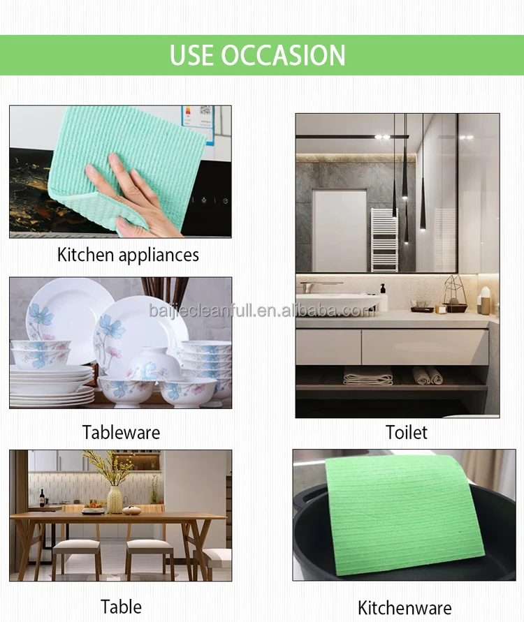 High Absorbent Biodegradable   Cheap  Stock Cellulose Dish Cloth Roll  cellulose Wood Pulp  Cleaning Cloths  Roll