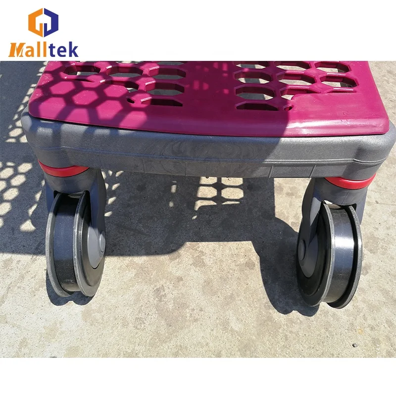 Customized Grocery Store  Foldable   Rure Plastic Shopping Trolley Cart